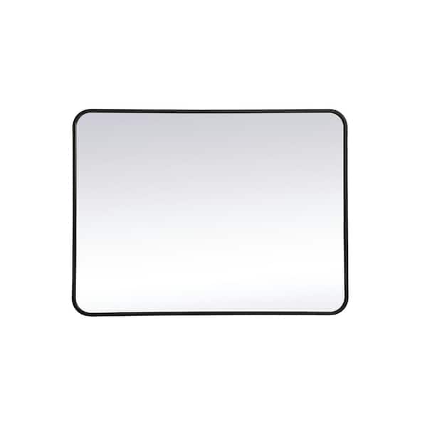 Unbranded Timeless Home 36 in. H x 27 in. W Black Modern Soft Corner Rectangular Wall Mirror