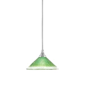 Sparta 100-Watt 1-Light Chrome Shaded Pendant Light Mini Pendant with Kiwi Green Crystal Glass and No Bulb Included