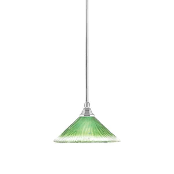 Unbranded Sparta 100-Watt 1-Light Chrome Shaded Pendant Light Mini Pendant with Kiwi Green Crystal Glass and No Bulb Included