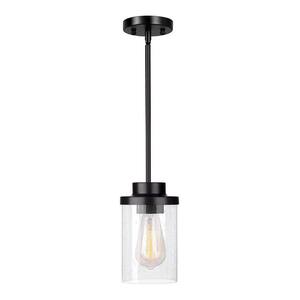 Merra 1-Light Matt Black Pendant with Seeded Glass Shade HCF-2805-11-BNHD-1