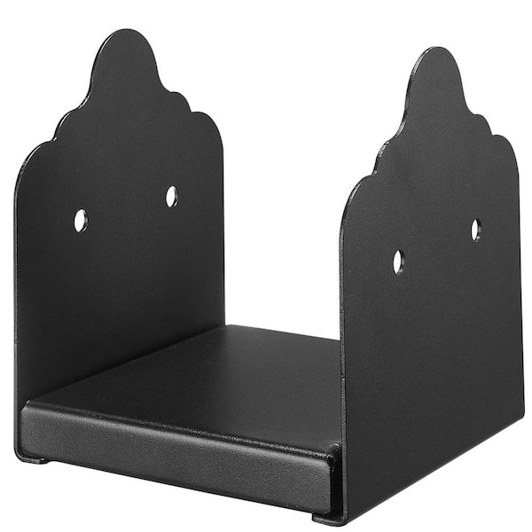 6 x 6 Post Base Set, 2 Pieces, Inner Dimensions 5.9 x 5.55 in. / 150 x 141 mm, Durable Carbon Steel Brackets, Black