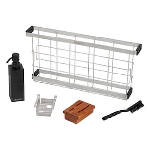 5-Pieces Workstation Organizer and Caddy with Soap Dispenser and Knife Block Sink Accessory Set