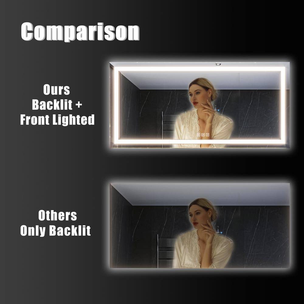 Oversized Frameless LED Bathroom Vanity Mirror with Anti-Fog Feature
