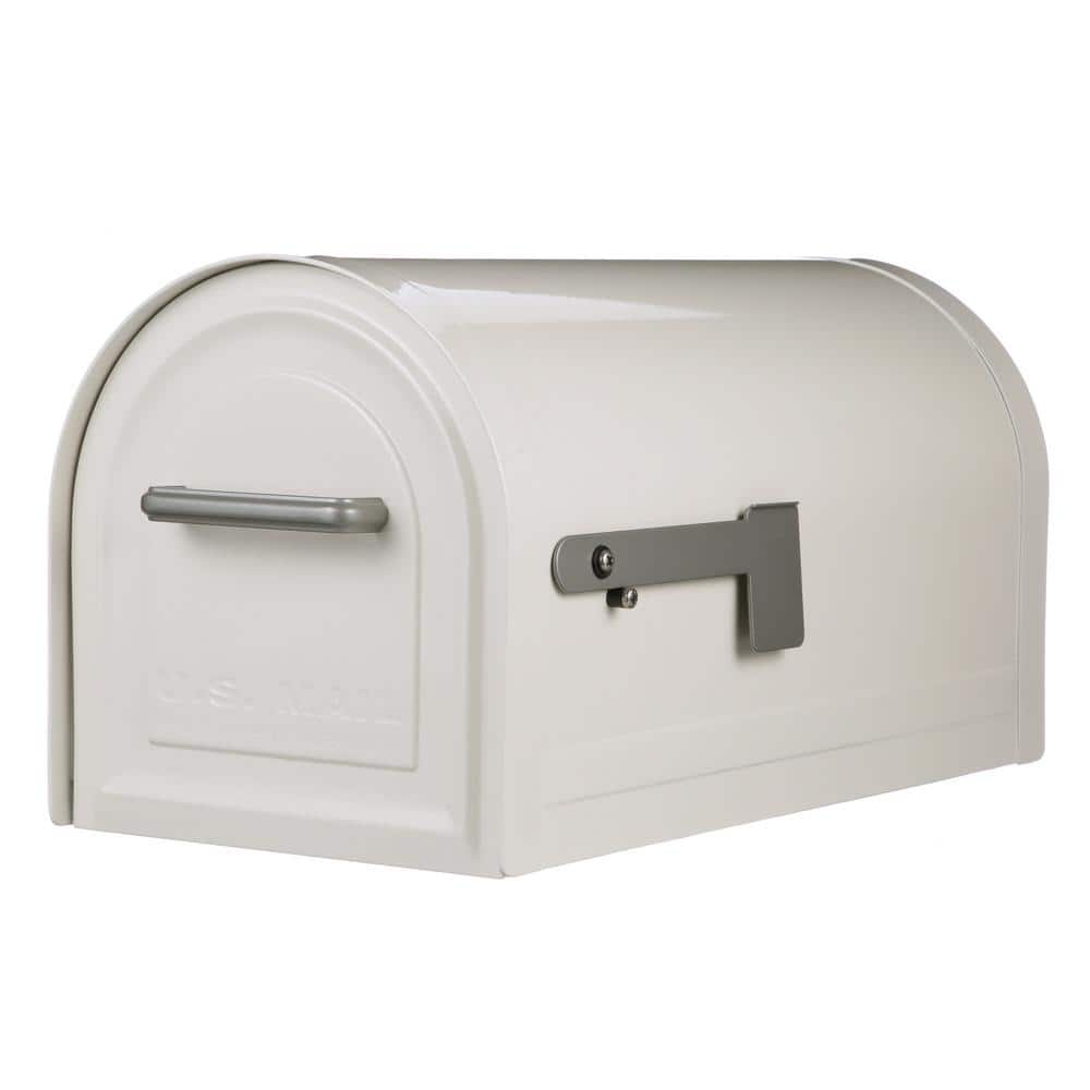 Large White Steel Locking Post Mount Mailbox