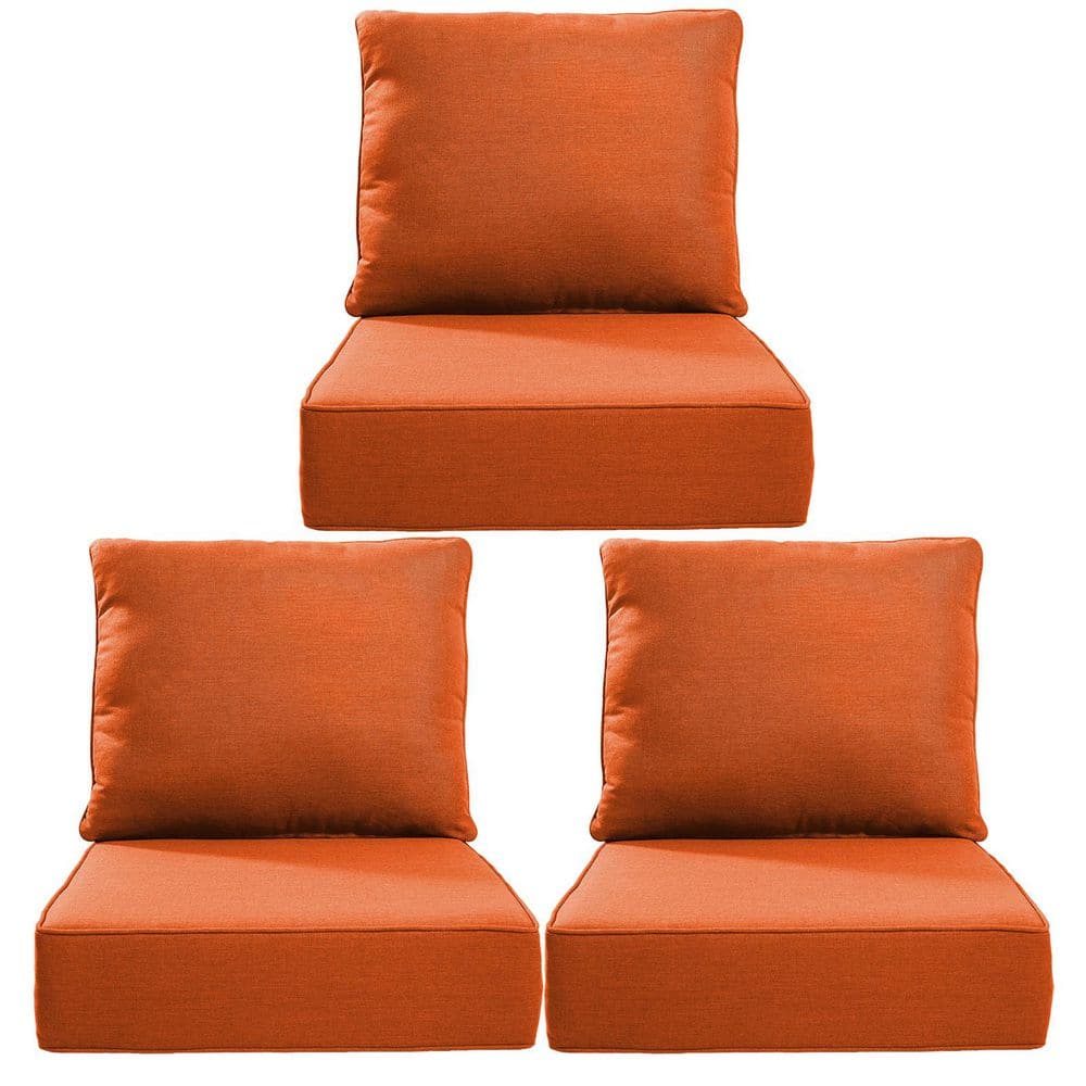 "24 in. x 24 in. x 6"" 6-Piece Deep Seating Water & Fade Resistant Outdoor Lounge Chair Replacement Cushion Set in Orange" price history on PriceWatchPro