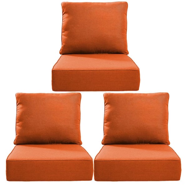 24 in. x 24 in. x 6" 6-Piece Deep Seating Water & Fade Resistant Outdoor Lounge Chair Replacement Cushion Set in Orange