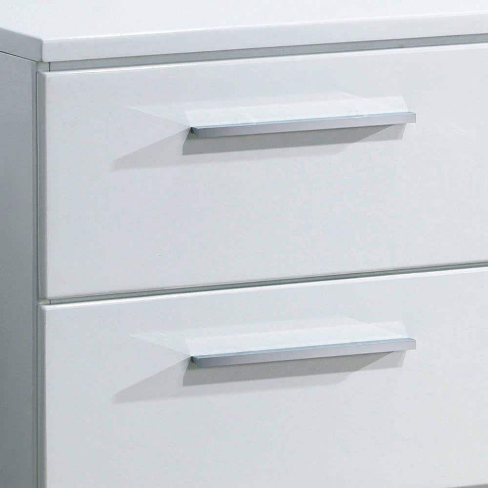 Clementine 2-Drawer White and Chrome Contemporary Nightstand