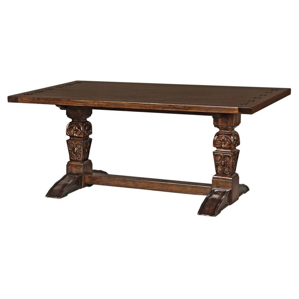 Hand-Carved Mahogany Rectangular Dining Table for Six