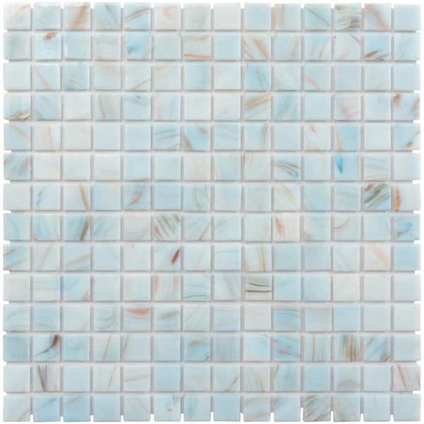 Apollo Tile Celestial 4" x 6" Glossy Pastel Blue Glass Mosaic Uniform square Wall and Floor Sample Tile 0.13 sq. ft./Piece (1-Pack)