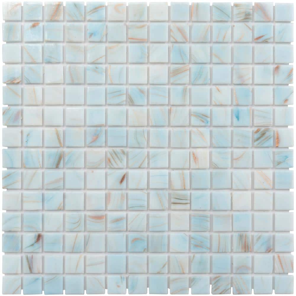 Celestial 12" x 12" Pastel Blue Iridescent Glass Mosaic Tile