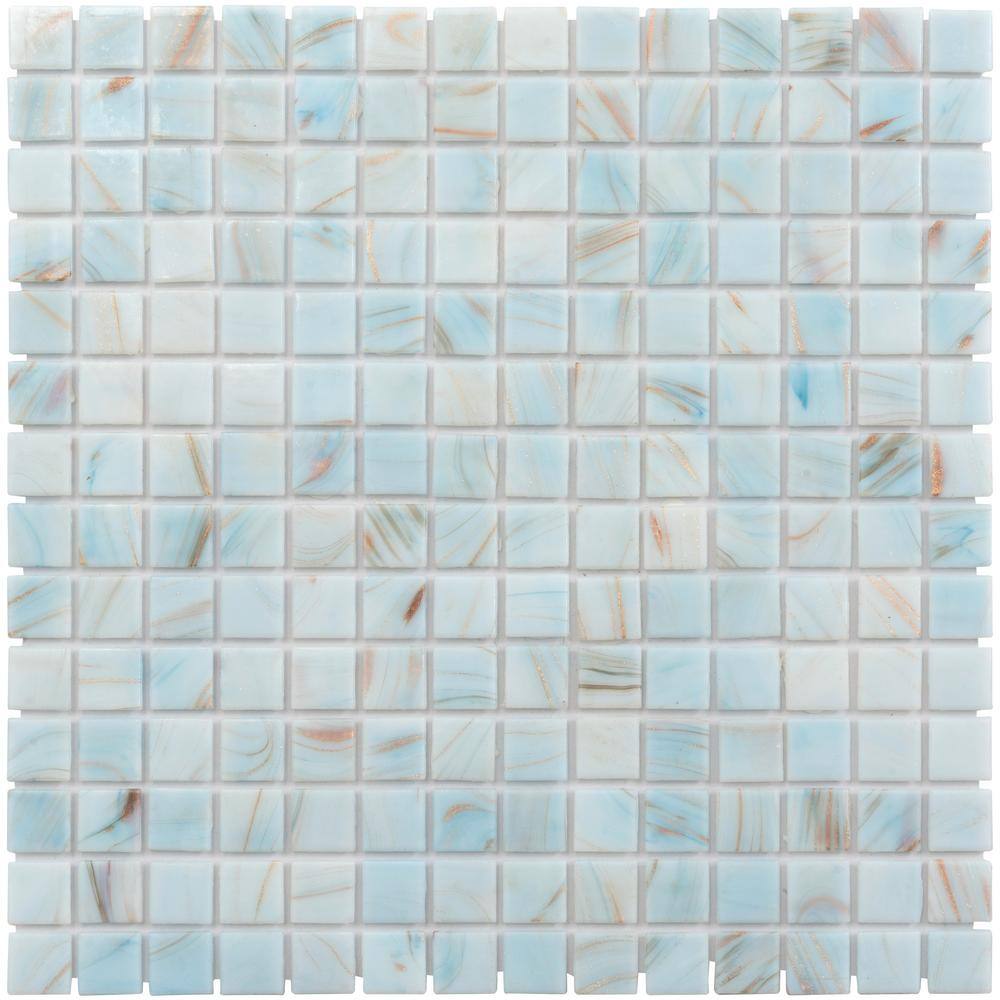 Celestial 12" x 12" Pastel Blue Iridescent Glass Mosaic Tile