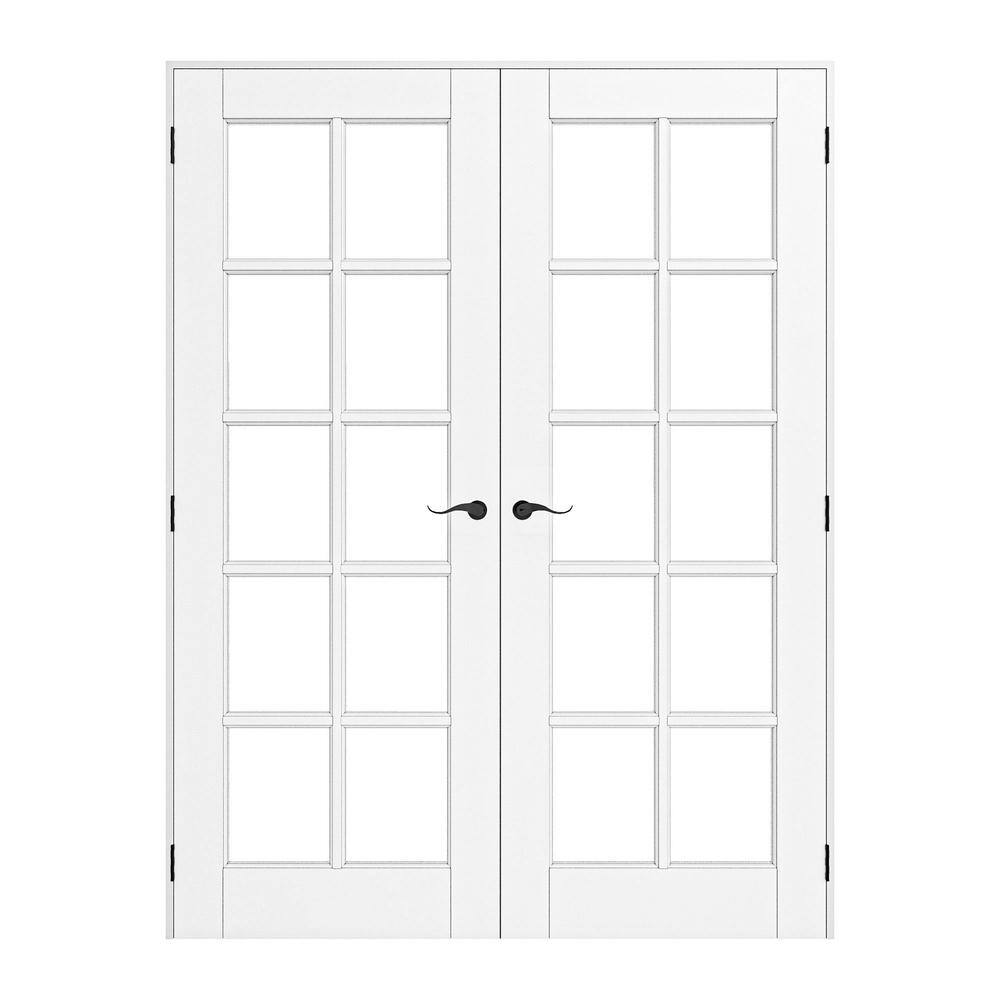 Assembly Required 64 in. x 80 in. Universal Handed 10-Lite Clear Glass White Wood French Door Kit w/Separate Jamb price history on PriceWatchPro