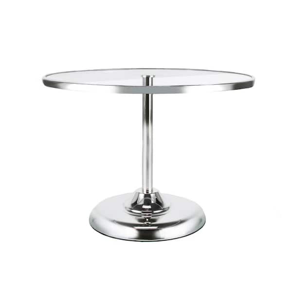 1-Tier Silver Round Glass Top Cake Stand Dessert Display 11.25 in.