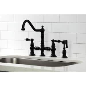 Duchess 2-Handle Bridge Kitchen Faucet with Side Sprayer in Matte Black