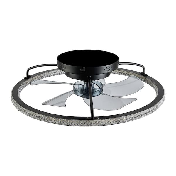 FANNEHONNE 20 in. Intergrated LED Indoor Black Ring Low Profile