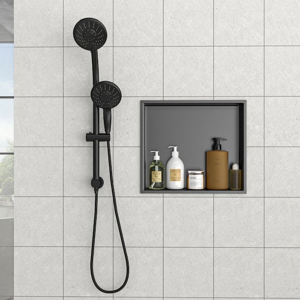 15 in. W x 17 in. H x 3.94 in. D Stainless Steel Shower Niche Set of 1 Piece in Gunmetal Black with Low Profile