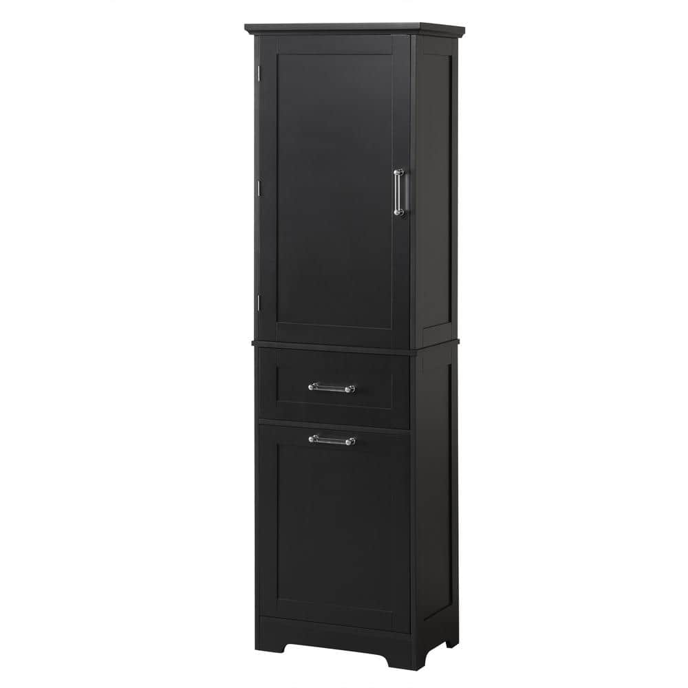 OLUMAT 20 in. W x 13.5 in. D x 68.4 in. H Black Linen Cabinet with
