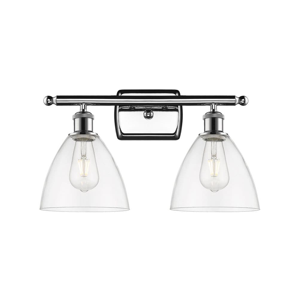Bristol Glass 18 in. 2-Light Polished Chrome Vanity Light with Glass Shade price history on PriceWatchPro