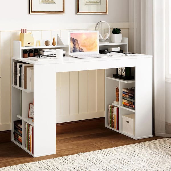 Computer Desks for Home Office with 4 Drawers, Wooden Office Desks for  Bedroom Teens Study Writing Table with Shelves, Small Executive Desk with  File
