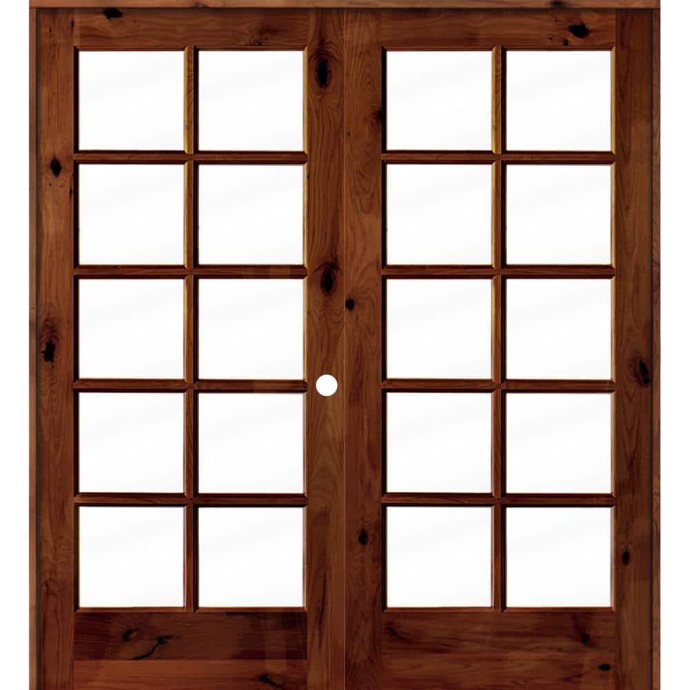 72 in. x 80 in. Knotty Alder Left-Handed 10-Lite Clear Glass Red Chestnut Stain Wood Double Prehung French Door price history on PriceWatchPro