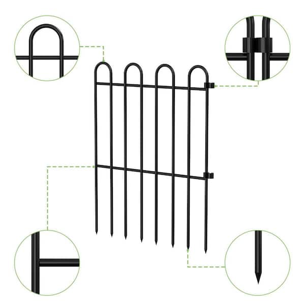 Oumilen 16.5 in. H x 12.6 in. W Metal Decorative Garden Fence Panels Animal Barrier Fence Rustproof (20-Pieces)