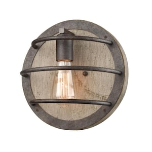 12.8 in. 1-Light Brown Modern Wall Sconce with Standard Shade