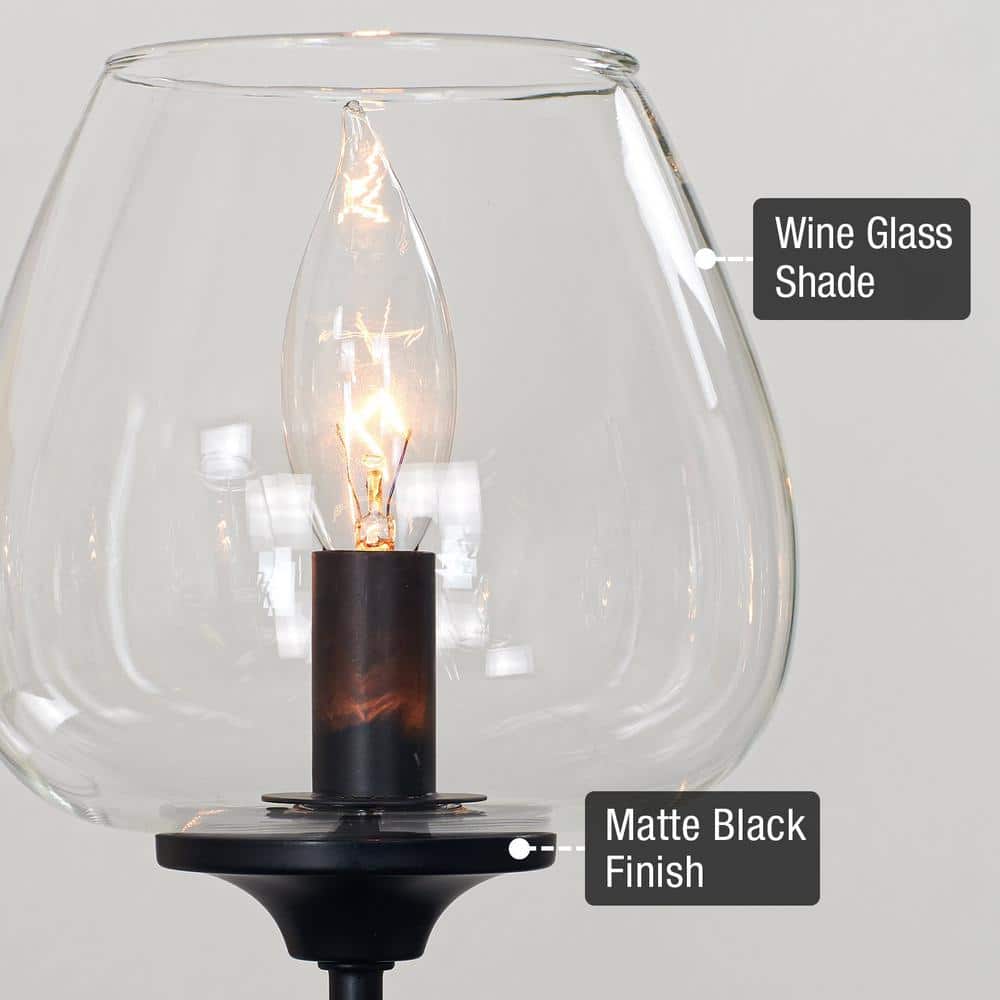 Black 5-Light Modern Chandelier with Clear Glass Shades