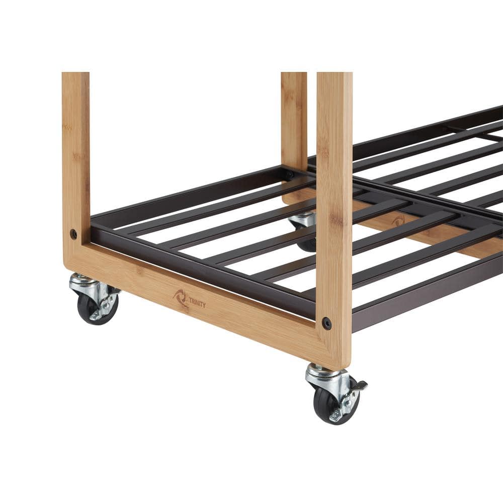 Bronze Bamboo 3-Bag Laundry Station with Wheels