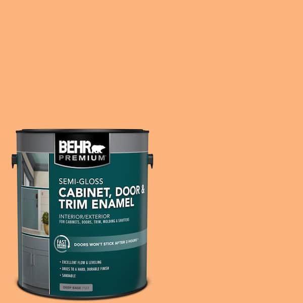 BEHR PREMIUM 1 gal. #P220-5 Fuzzy Peach Semi-Gloss Enamel Interior/Exterior Cabinet, Door & Trim Paint