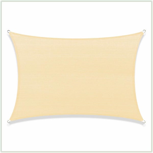 COLOURTREE 17 ft. x 10 ft. 190 GSM Beige Rectangle Sun Shade Sail Screen Canopy, Outdoor Patio and Pergola Cover (Custom Size)