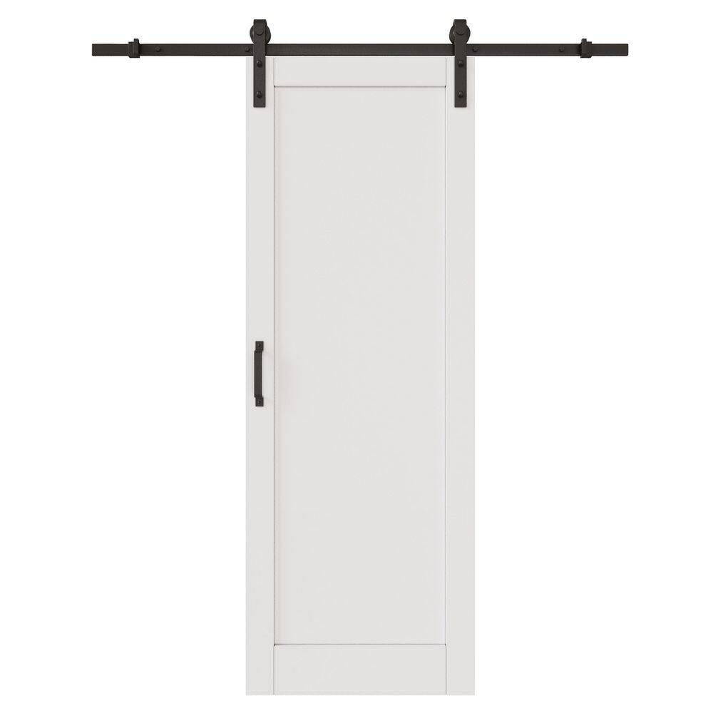 30 in. x 80 in. 1-Panel White Primed MDF No Assembly Required Sliding Barn Door with Hardware Kit for Batnroom price history on PriceWatchPro