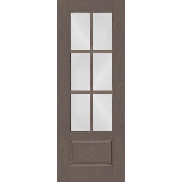 Steves & Sons Regency 36 in. x 96 in. Universal Handing 3/4-6 Lite Clear Glass Ashwood Stain Fiberglass Front Door Slab