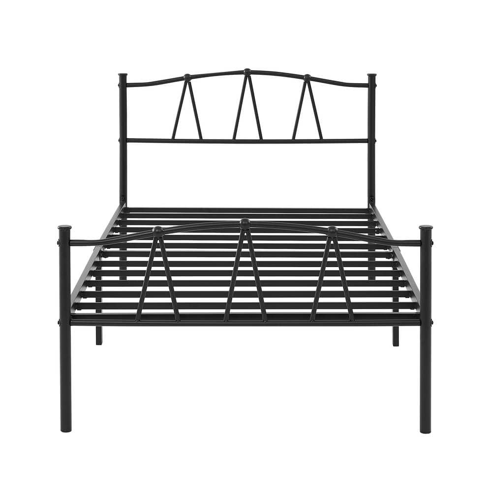 VECELO Bed Frame With Storage, Black Metal Frame, 39