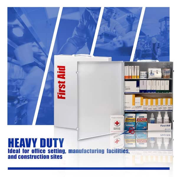 First Aid Only 249-O/P 200 Person 5 Shelf First Aid Industrial Metal Cabinet  With Pocket Liner
