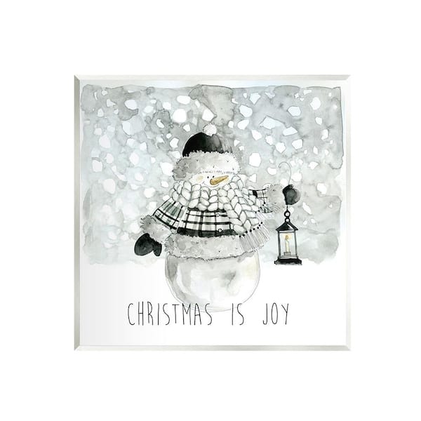 Stupell Industries Christmas is Joy Snowman by Carol Robinson 1-Piece Unframed Graphic Print Typography Poster Art Print 12 in. x 12 in.