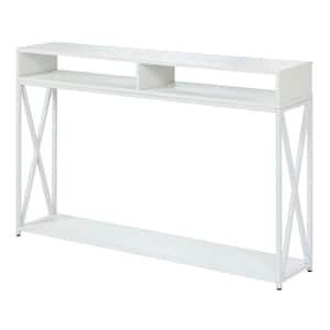 Tucson 47.25 in. White/White 30.5 in. Rectangle Particle Board Console Table with 2-Shelves