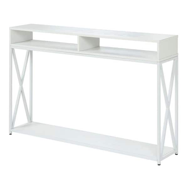 Convenience Concepts Tucson 47.25 in. White/White 30.5 in. Rectangle Particle Board Console Table with 2-Shelves