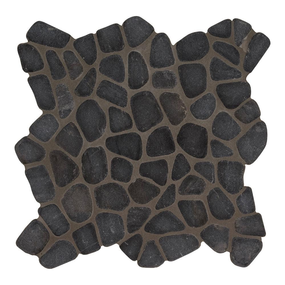 Ebony Nightfall 12 in. x 12 in. x 0.38 in. x 0.38 in. Tumbled Marble Mesh-Mounted Mosaic Tile (9.1 sq. ft./Case) price history on PriceWatchPro