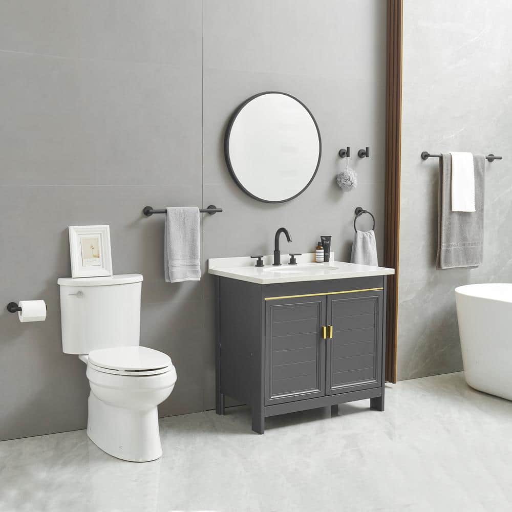 Matte Black Stainless Steel 5-Piece Bathroom Hardware Set