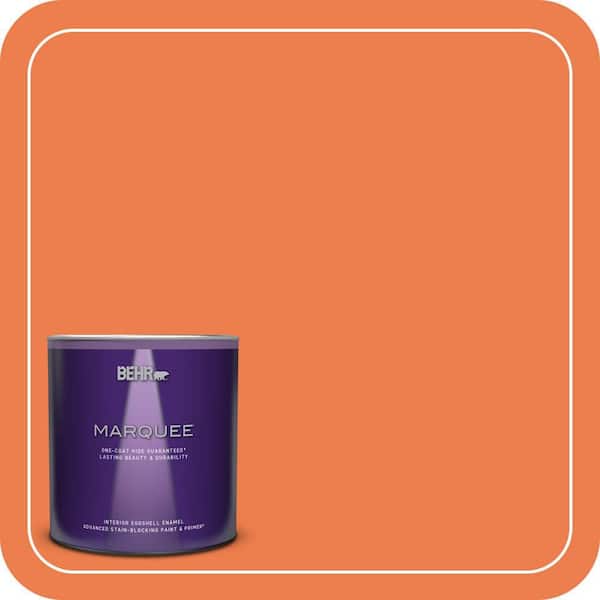 BEHR MARQUEE 1 qt. #P200-6 Sizzling Sunset Eggshell Enamel Interior Paint & Primer