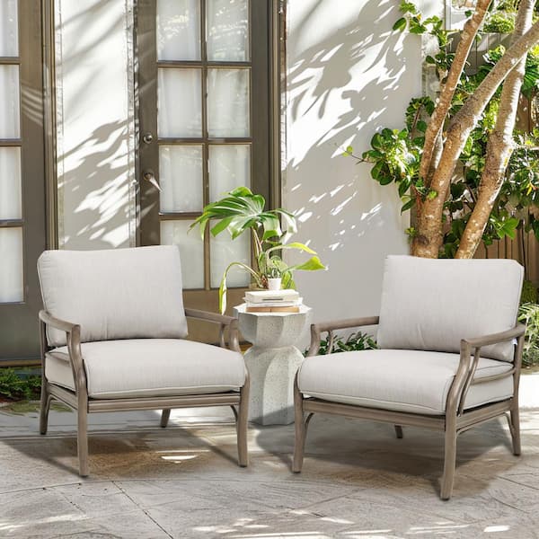 PEAK HOME FURNISHINGS Lamando 2 Piece Aluminum Patio Outdoor Lounge Chair with Light Mixed Gray Cushions 970455T HB The Home Depot