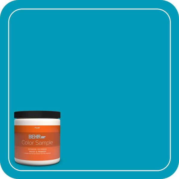 BEHR PREMIUM PLUS 8 oz. #520B-6 Brilliant Sea Flat Interior/Exterior Paint & Primer Color Sample