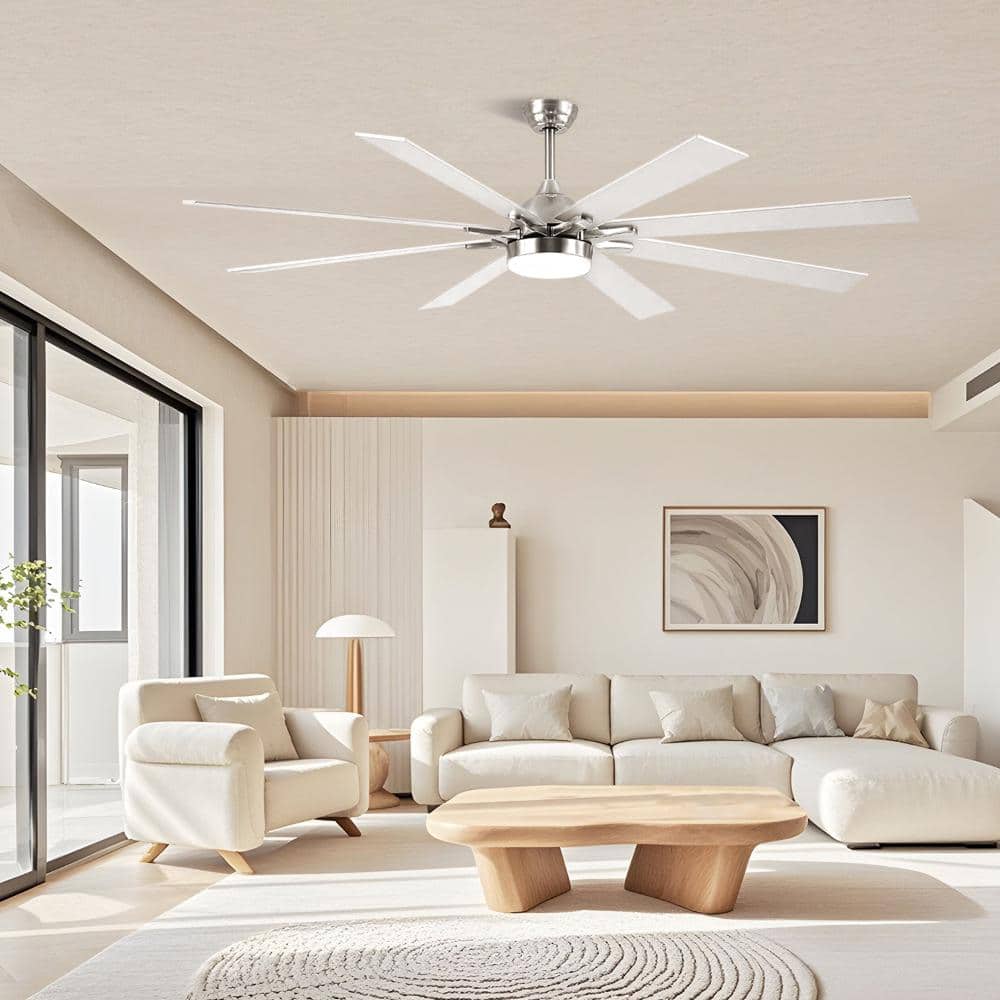 72 in. Industrial Nickel Ceiling Fan with Light, 8-Blade, Dimmable LED, Remote Control, for Large Room Warehouse. price history on PriceWatchPro