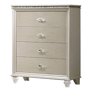 Penella Pearl White Textured 4-Drawer 30.13 in. Chest of Drawers