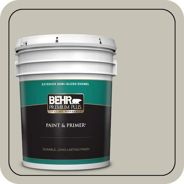 BEHR PREMIUM PLUS 5 gal. #BNC-04 Comforting Gray Semi-Gloss Enamel Exterior Paint & Primer