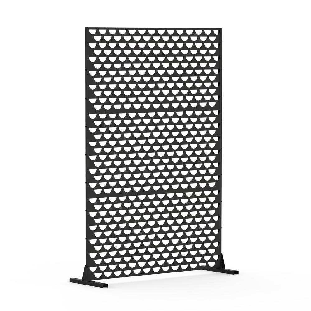 70.75 in. x 48.31 in. Black Galvanized Steel Semi-Circular Pattern Freestanding Privacy Screen Panels for Patio Garden price history on PriceWatchPro