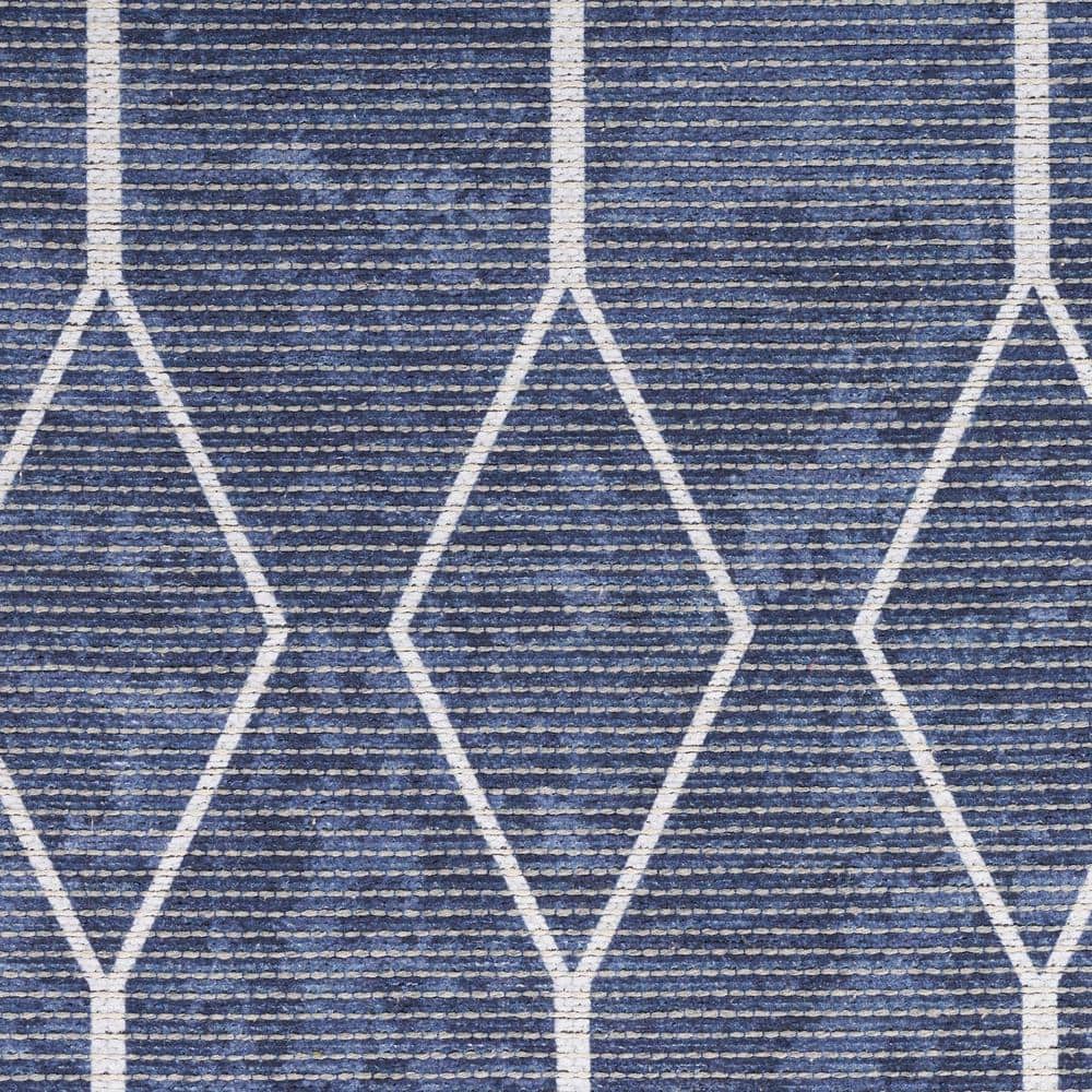 Navy Geometric Flat Woven Synthetic Washable Rug 2' x 3'9"