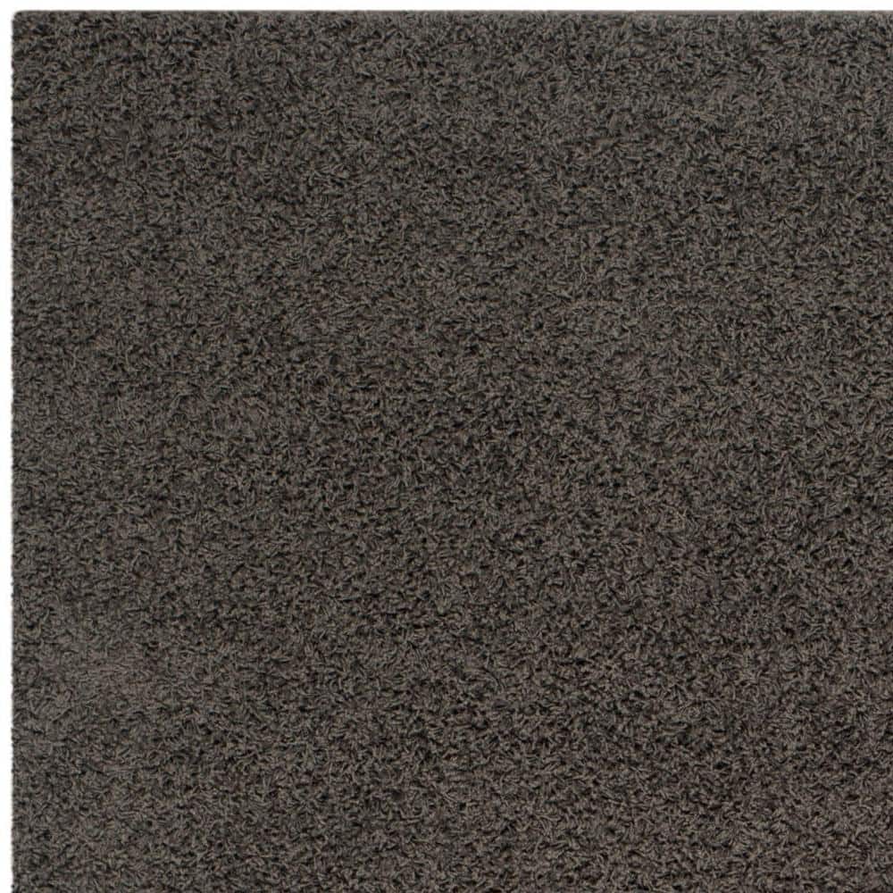 Athens Luxe Shag 9' x 12' Hand-Knotted Synthetic Area Rug in Dark Grey