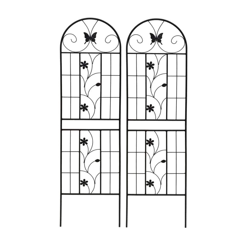 "2-Piece Black Metal Garden Trellis 19.7"" x 71"" Rustproof Trellis for Climbing Plants Outdoor Flower Support" price history on PriceWatchPro