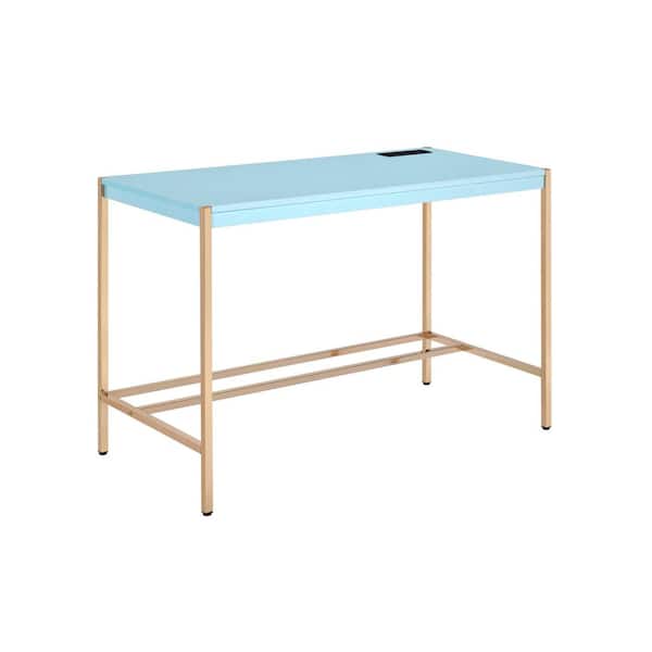 HomeRoots 42 in. Rectangular Baby Blue Manufactured Wood Writing Desk